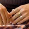 ANGLEQUEEN Gold Chunky Rings Set for Women Open Stacking Knuckle Ring Silver Adjustable Round Dome Rings Set Minimalist Irregular Statement Women Ring Jewelry Gold1