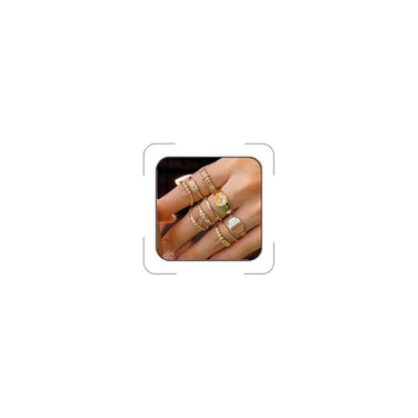 ANGLEQUEEN Gold Chunky Rings Set for Women Open Stacking Knuckle Ring Silver Adjustable Round Dome Rings Set Minimalist Irregular Statement Women Ring Jewelry Gold1