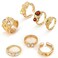 BUYITO Chunky Gold Statement Rings for Women Dainty Gemstone Crystal Ring Stackable Opening Adjustable Knuckle Bold Thick Irregular Ring Set Vintage Jewelry Chunky Statement Rings 7pcs