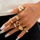 BUYITO Chunky Gold Statement Rings for Women Dainty Gemstone Crystal Ring Stackable Opening Adjustable Knuckle Bold Thick Irregular Ring Set Vintage Jewelry Chunky Statement Rings 7pcs