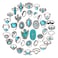 BVGA 40 Pcs Vintage Turquoise Rings for Women Bohemian Silver Oval Gemstone Western Rings Boho Joint Knuckle Midi Stacking Ring Set Gifts