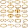 FAXHION 25 PCS Gold Stackable Rings Set for Women Simple Twist Knuckle Finger Ring Trendy Dainty Stacking Thumb Rings Pack Jewelry Gift