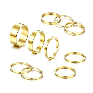HAIAISO Gold Rings for Women Non Tarnish Stainless Steel Rings Set Dainty Band Ring Stack Simple Stackable Plain Pinky Ring for Multiple Size