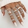 IFKM 21 Pcs Silver Knuckle Rings Set For Women Vintage Stackable Joint Finger Midi Rings Dainty Cubic Zirconia Crystal Simple Twist Hollow Cute Ring Pack Jewelry Gift