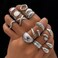IFKM Silver Chunky Rings Set for Women Thick Dome Stackable Open Rings Trendy Dainty Minimalist Jewelry Gifts Flatbed wide format Silver