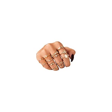 INENIMARTJ Boho Rings for WomenVintage Gold Rings Stacking Rings Set Trendy Stackable Knuckle Ring Star Moon Rhinestone Mid Finger Rings Christmas Stocking Stuffers for WomenG