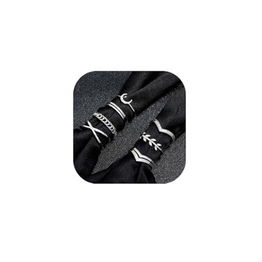 ItsStarred 7pcs Silver Star Moon Knuckle Ring Set for Women Vintage Stackable Midi Finger Rings Set