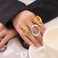 Kokoma Hollow Oval Shaped Chunky Statement Ring for Women Stainless Steel Irregular Thick Chunky Finger Band Stackable Rings Geometric Ring Minimalist Jewelry Gold 6