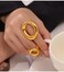 Kokoma Hollow Oval Shaped Chunky Statement Ring for Women Stainless Steel Irregular Thick Chunky Finger Band Stackable Rings Geometric Ring Minimalist Jewelry Gold 7