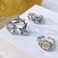 KURTCB Y2K Rings Irregular Moonstone Carnelian Opal Rings Set Agate Opening Adjustable Stackable Rings for Women Silver