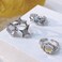 KURTCB Y2K Rings Irregular Moonstone Carnelian Opal Rings Set Agate Opening Adjustable Stackable Rings for Women Silver