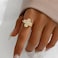 NONAMOIS Gold Rings for Women Open Anti Anxiety Spinner Ring Adjustable Fidget Rings Evil Eye Flower Ring Jewelry