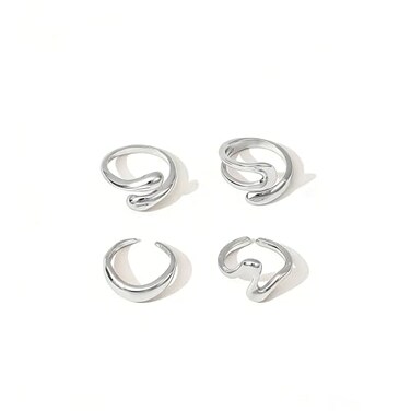 ONBRIG Chunky Rings for Women Thick Statement Rings Adjustable Stackable Rings Open Bold Chunky Jewelry 1 S 4PCS