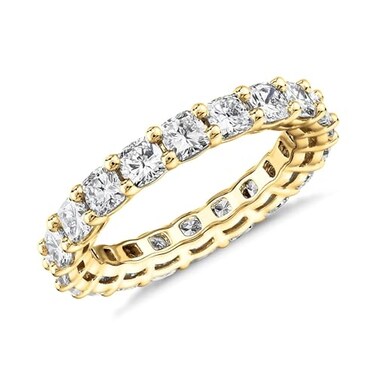 PAVOI 14K Yellow Gold Plated Rings SquareCut Cubic Zirconia Love Ring 3mm Stackable for Women Size 6