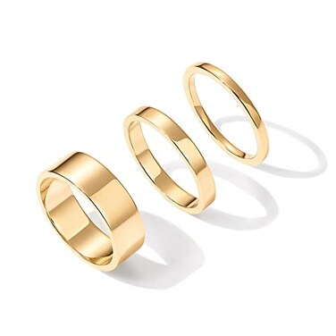 PAVOI 18K Yellow Gold Plated Rings Gold Stacking Rings for Women Size 5