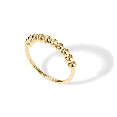 PAVOI Spinning Anxiety Ring Beads Yellow Gold 8