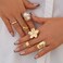 Sora Tuki Chunky Rings for Women Adjustable Statement Ring Set Stackable Thumb Rings for Women Trendy Flower Ring Stack Chunky Jewelry Style 14