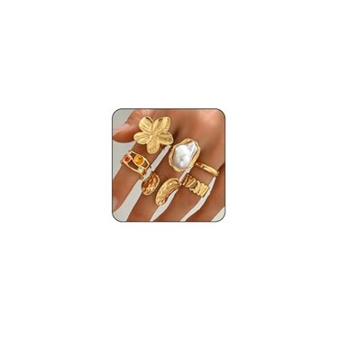 Sora Tuki Chunky Rings for Women Adjustable Statement Ring Set Stackable Thumb Rings for Women Trendy Flower Ring Stack Chunky Jewelry Style 14