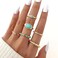 Stringex Gold Turquoise Rings for WomenVintage Bohemian Statement Ring Set Trendy Green Stone Stackable Western RingsBoho Everyday Jewelry Accessories GiftsGold1