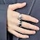 TUCEWP 2Pcs Y2k Rings for Women Black Silver Star Statement Rings Punk Grunge Goth Chunky Rings Adjustable Open Ring Set Fashion Irregular Silver Stacking Thumb Rings Cute Christmas Birthday Gift