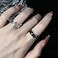 TUCEWP 2Pcs Y2k Rings for Women Black Silver Star Statement Rings Punk Grunge Goth Chunky Rings Adjustable Open Ring Set Fashion Irregular Silver Stacking Thumb Rings Cute Christmas Birthday Gift