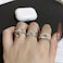 TUCEWP 3Pcs Y2k Rings for Women Star Moonstone Rhinestones Statement Rings Punk Grunge Goth Chunky Rings Adjustable Open Ring Set Fashion Irregular Silver Stacking Thumb Rings Christmas Birthday Gift