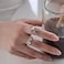 TUCEWP 3Pcs Y2k Rings for Women Star Moonstone Rhinestones Statement Rings Punk Grunge Goth Chunky Rings Adjustable Open Ring Set Fashion Irregular Silver Stacking Thumb Rings Christmas Birthday Gift