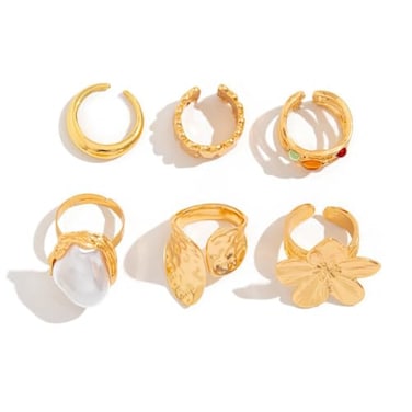 VRNGI Chunky Rings for Women Adjustable Thick Rings Set Trendy Statement Stackable Ring for Women Chunky Jewlery Irregular Dome Flower Finger Knkuckle Thumb Ring