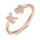 WFYOU Heart Initial Ring for Women Silver Rose Gold Plated Heart Capital Letter Initial Ring Stackable Rings for Women Adjustable Alphabet Letter Rings Jewelry Gifts