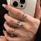 Stringex Y2k Silver Star Rings for Women Men Cool Rhinestone Stacking Rings Personalized Chunky Open Knuckle Ring Set Funky Star Jewelry Accessories Gifts TS