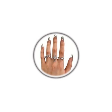 Stringex Y2k Silver Star Rings for Women Men Cool Rhinestone Stacking Rings Personalized Chunky Open Knuckle Ring Set Funky Star Jewelry Accessories Gifts TS