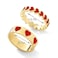 YOOESTORES82 2PCS Colorful Heart Ring Band Rings Set for Women Couple Cute Love Heart Plain Stackable Finger Rings Wedding Preppy Jewelry Gift