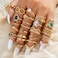 ZOVOLI Golden Boho Knuckle Rings Set for Women Vintage Stackable Dainty Joint Finger Golden Jewelry Set with Love Pearl and Sparkling Crystals