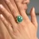 LDADAN Crystal Ring for Women Natural Rose Quartz Green Fluorite Ring for Her Teardrop Shape Gemstone Ring Boho Ring for Gift Handmade rose quartz Jewelry Gold Adjustable Ring Green Strawberry Quartz