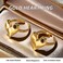 Dikixe Elegant HeartShaped Brown Tigers Eye Ring GoldPlated Stainless Steel Open Adjustable Ring Unique Bold Design for Women
