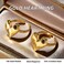 Dikixe Elegant HeartShaped Brown Tigers Eye Ring GoldPlated Stainless Steel Open Adjustable Ring Unique Bold Design for Women
