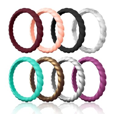 Egnaro Silicone Ring Women Thin and Stackable Rubber Rings Women Wedding Bands 25mm Width 18mm Thick
