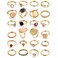 iF YOU 24 Pcs Small Gold Gem Ring Set for Women Stackable Finger Midi Rings Simple Stacking Cute Rings Pack Trendy Stuff Jewelry Gift Size 1274