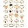iF YOU 24 Pcs Small Gold Gem Ring Set for Women Stackable Finger Midi Rings Simple Stacking Cute Rings Pack Trendy Stuff Jewelry Gift Size 1274
