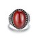 JIANGXIN Antique Finish Handmade Turkish Red Onyx 925 Sterling Silver Solitaire Oval cut Agate Unisex Cocktail Ring for Men Women