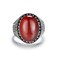 JIANGXIN Antique Finish Handmade Turkish Red Onyx 925 Sterling Silver Solitaire Oval cut Agate Unisex Cocktail Ring for Men Women
