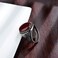 JIANGXIN Antique Finish Handmade Turkish Red Onyx 925 Sterling Silver Solitaire Oval cut Agate Unisex Cocktail Ring for Men Women