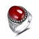 JIANGXIN Antique Finish Handmade Turkish Red Onyx 925 Sterling Silver Solitaire Oval cut Agate Unisex Cocktail Ring for Men Women