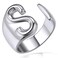KeyStyle Silver Letter Rings for Women Bold Initial S Rings Adjustable Name Jewelry AZ Gift Non Tarnish Trendy Open Letter Ring