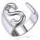 KeyStyle Silver Letter Rings for Women Bold Initial S Rings Adjustable Name Jewelry AZ Gift Non Tarnish Trendy Open Letter Ring