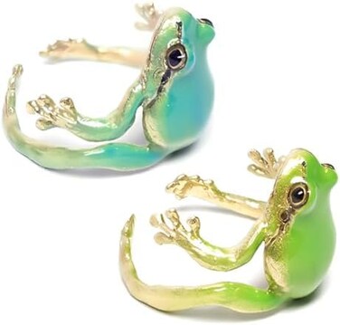 KUAUTD 2 PCS Tree Frog Ring for Women Cute Frog RingsBlue Green Frog RingAdjustable Open Creative Frogs Shaped