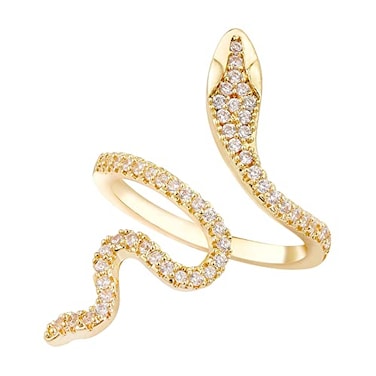 LEE&RO LEERO Gold Snake Ring for Women 18K Snake Jewelry Rhinestone Gold Rings