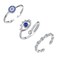 Lit Wall 3Pcs Silver Evil Eye Ring 18k White Gold Plated Adjustable Cubic Zirconia Evil Eye Rings for Women