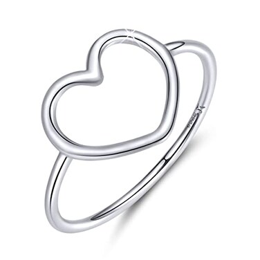 MUNDELL Silver Heart Ring Simple Minimalist Heart Finger Ring for Women Wedding Engagement Statement Jewelry
