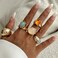 ONBRIG Chunky Gold Rings for Women Adjustable Statement Rings for Women Thick Stackable Ring Trendy Chunky Gold Jewelry Fashion B 5PCS G